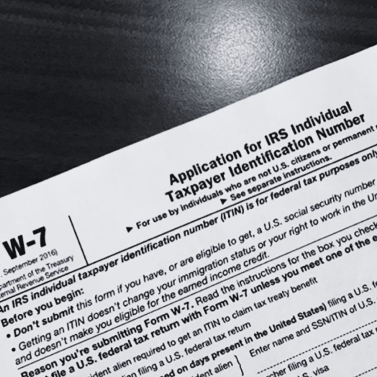 Formulario W-7 del IRS para solicitar un ITIN